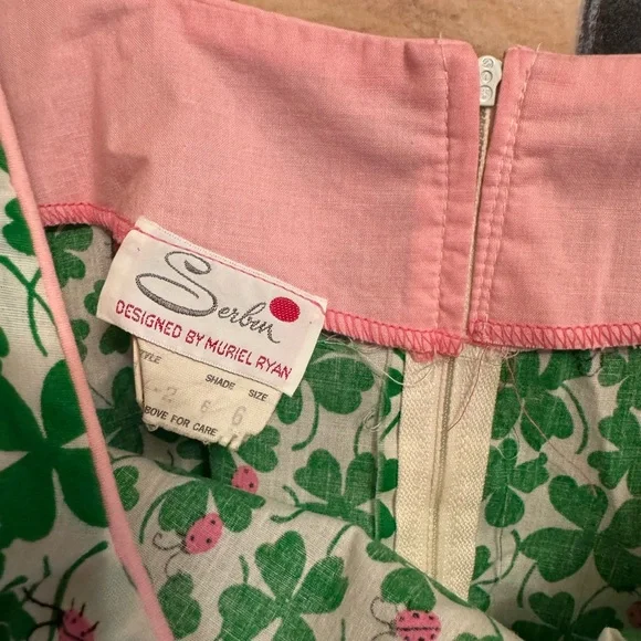 Vintage shamrocks and ladybugs dress Serbin by Muriel Ryan small - Picture 13 of 15